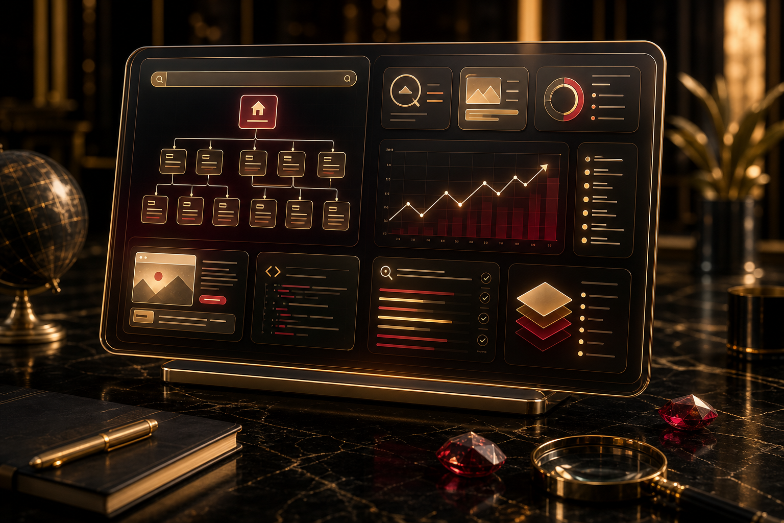 SEO architecture dashboard visual