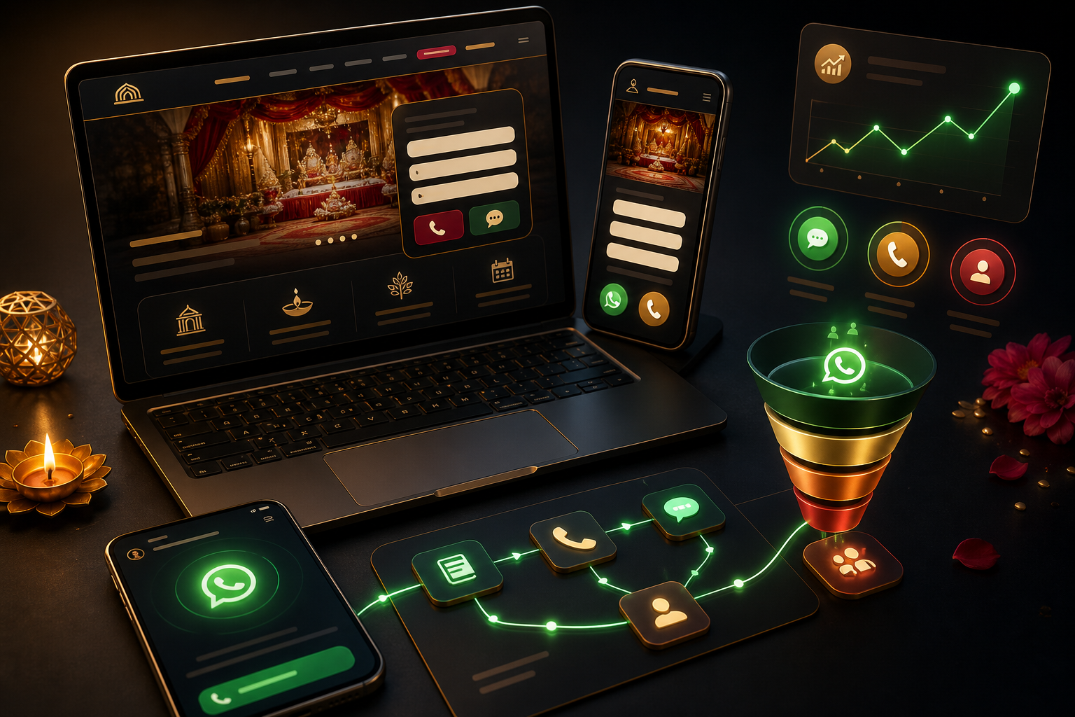 Premium WhatsApp-enabled lead flow visual