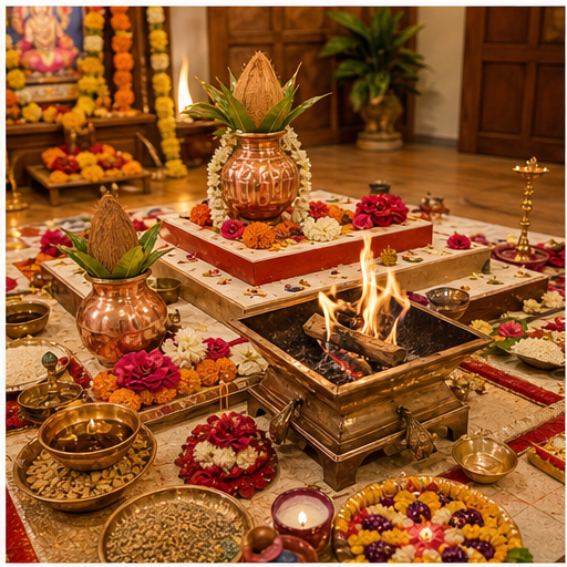 Mool Shanti Puja AI generated puja setup in Bangalore