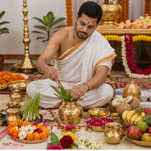 Navgrah Shanti Puja pandit preparation AI image in Bangalore